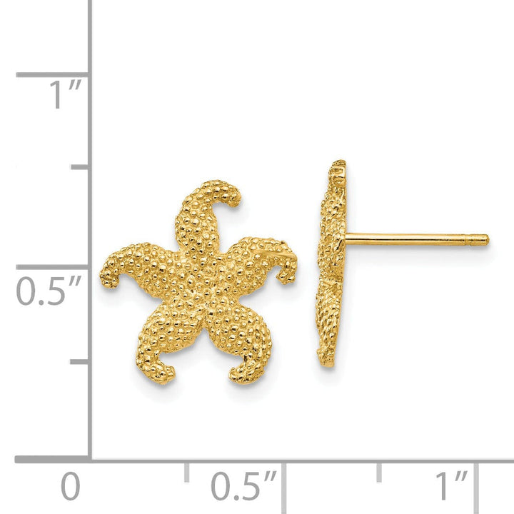 14k Yellow Gold Starfish Post Earrings