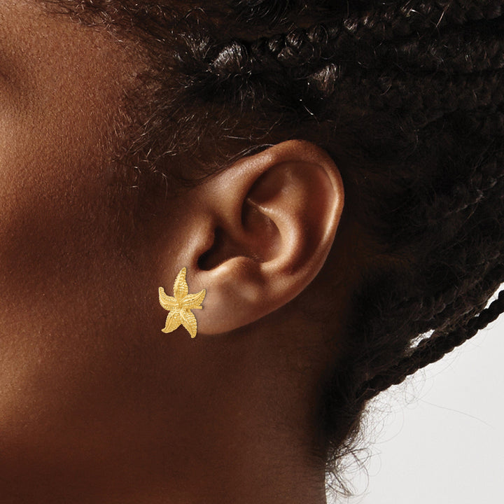 14k Yellow Gold Starfish Post Earrings