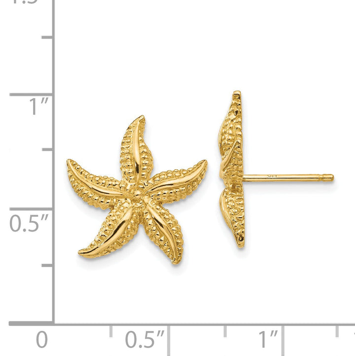 14k Yellow Gold Starfish Post Earrings