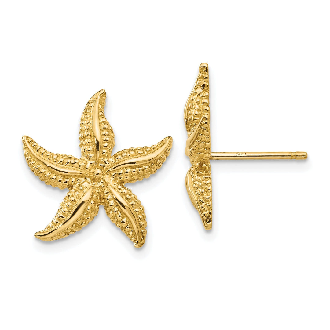 14k Yellow Gold Starfish Post Earrings