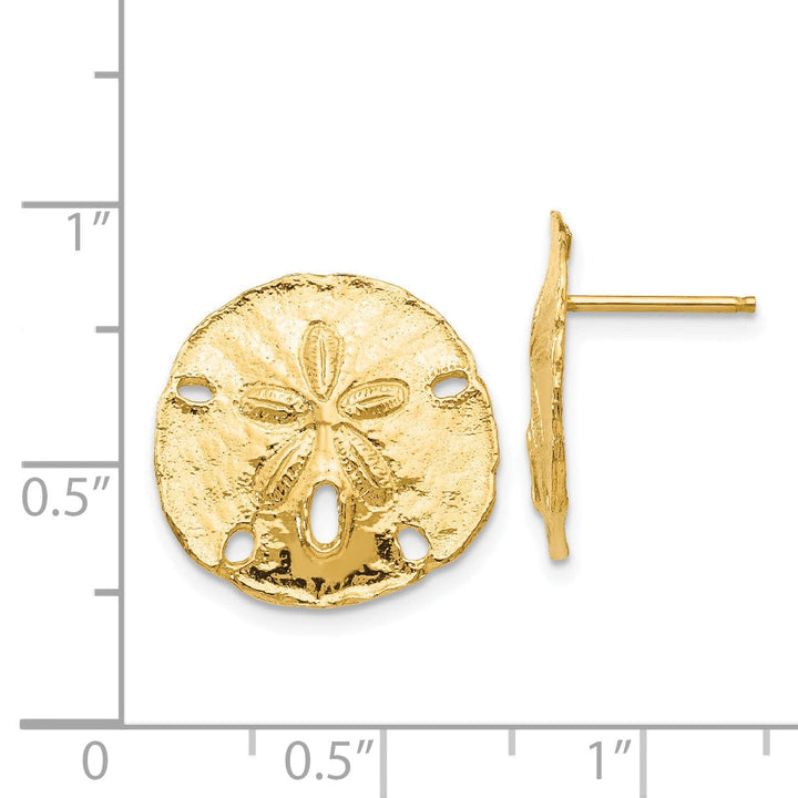 14k Yellow Gold Large Sanddollar Post Earrings