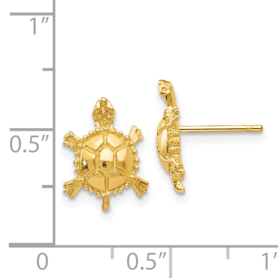 14k Yellow Gold Turtle Post Earrings