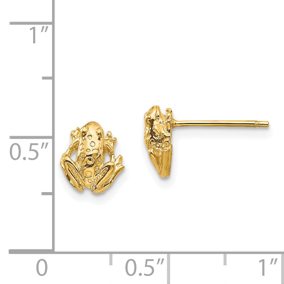 14k Yellow Gold Mini Frog Post Earrings