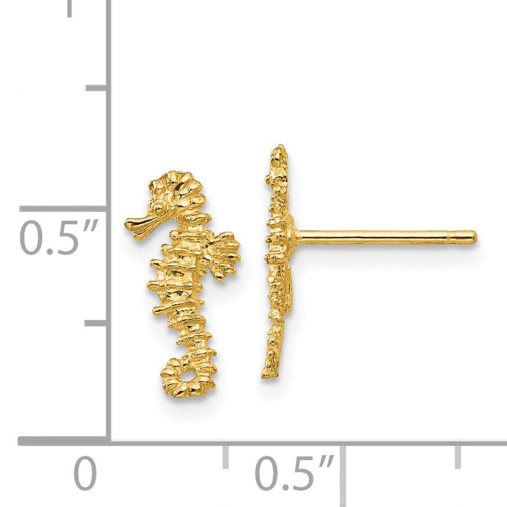 14k Yellow Gold Mini Seahorse Post Earrings