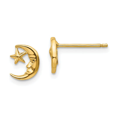 14k Yellow Gold Moon and Star Post Earrings at $ 104.19 only from Jewelryshopping.com