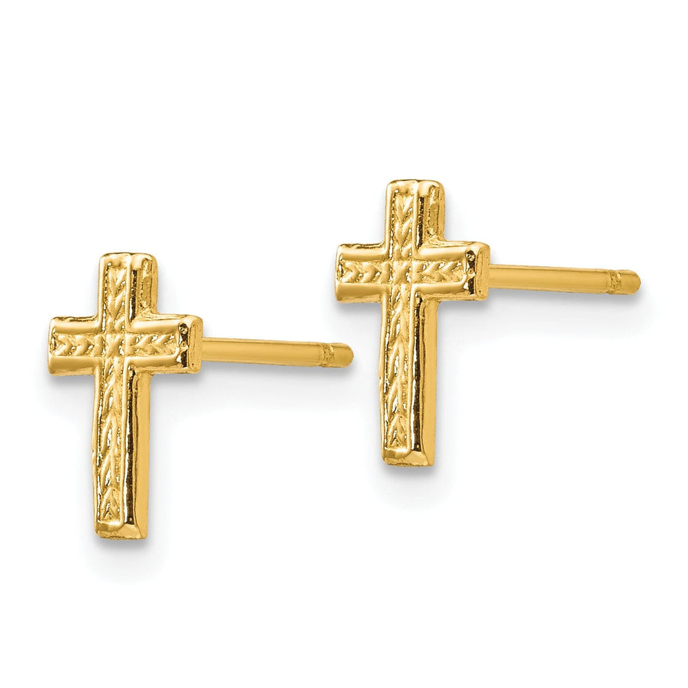 14k Yellow Gold Polished Cross Earrings