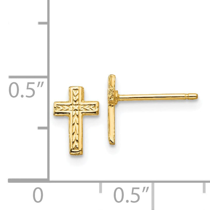 14k Yellow Gold Polished Cross Earrings