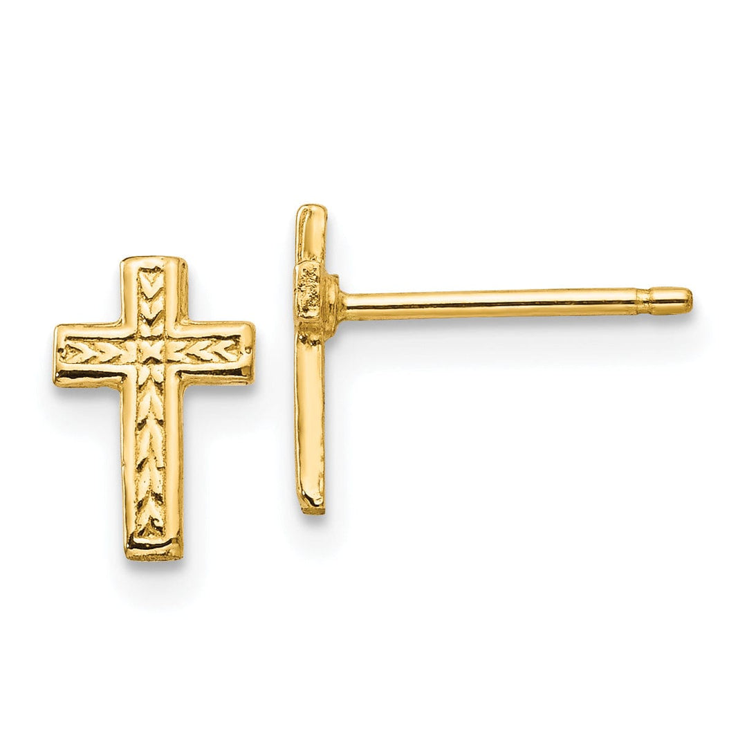 14k Yellow Gold Polished Cross Earrings