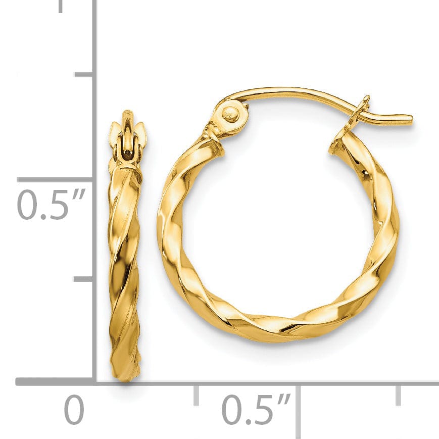 14k Yellow Gold Twist Polished Hoop Earring