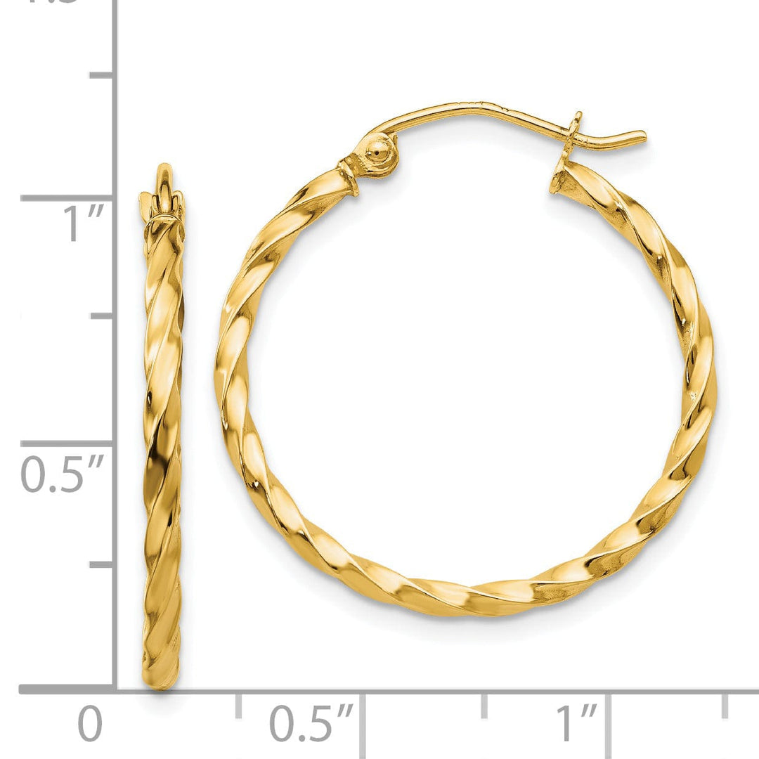 14k Yellow Gold Twist Polished Hoop Earring