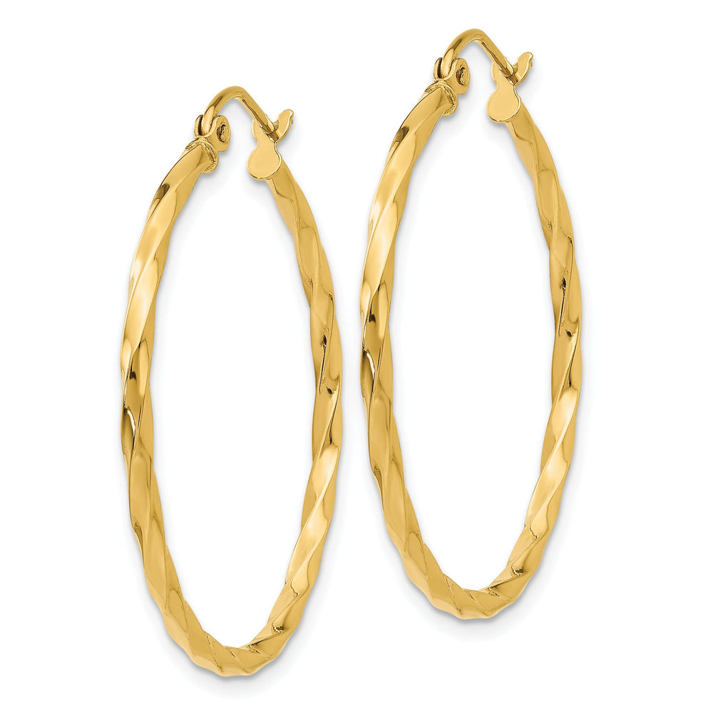 14k Yellow Gold Twist Polished Hoop Earring