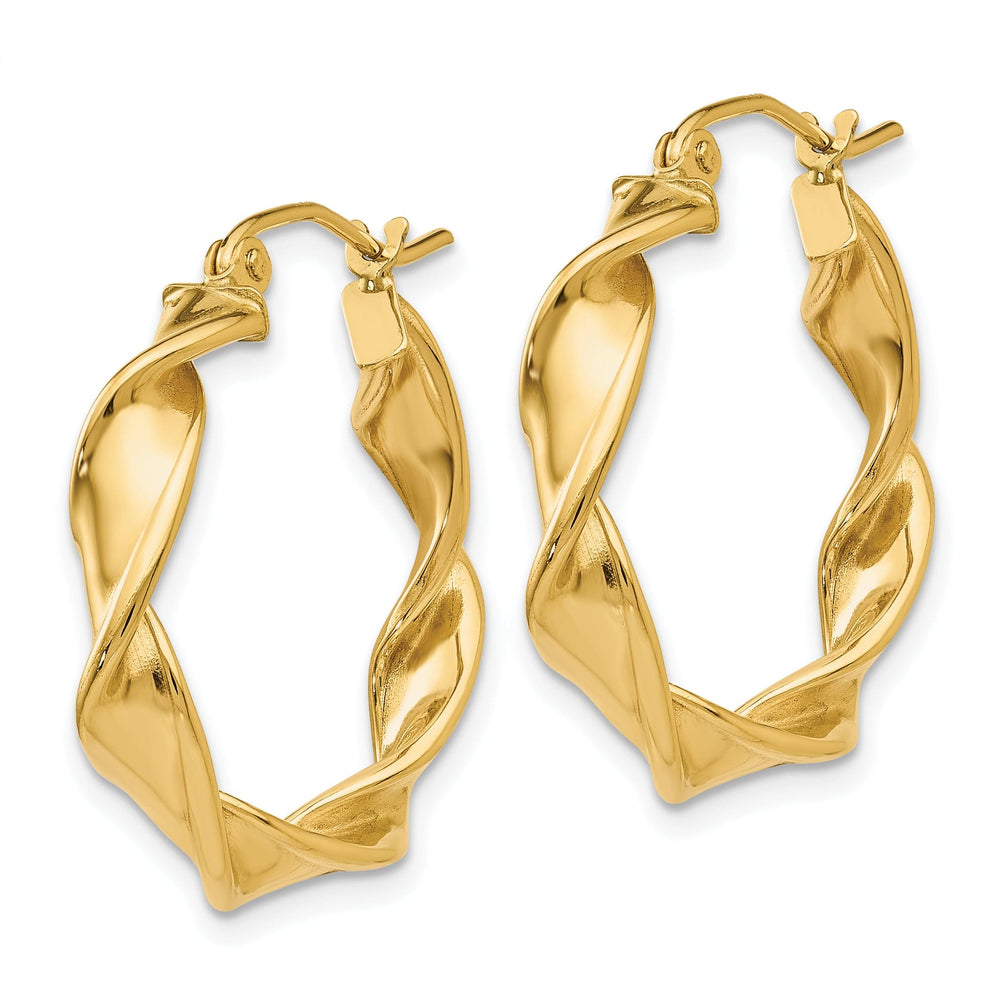 14k Yellow Gold 2.75MM Twisted Hoop Earrings