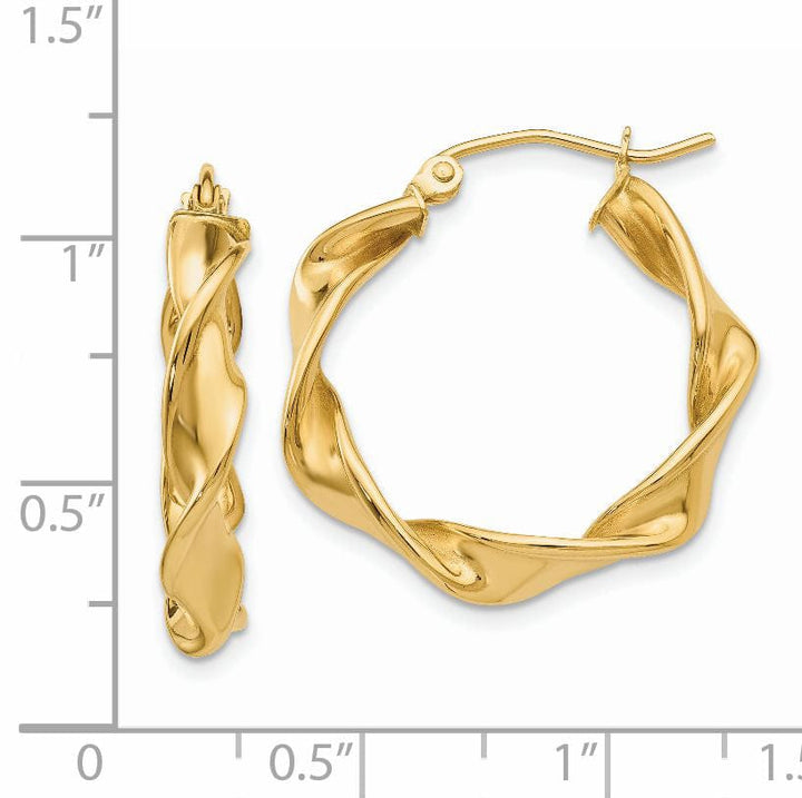 14k Yellow Gold 2.75MM Twisted Hoop Earrings