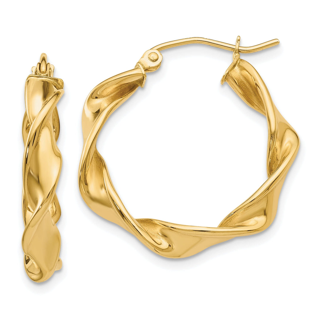 14k Yellow Gold 2.75MM Twisted Hoop Earrings