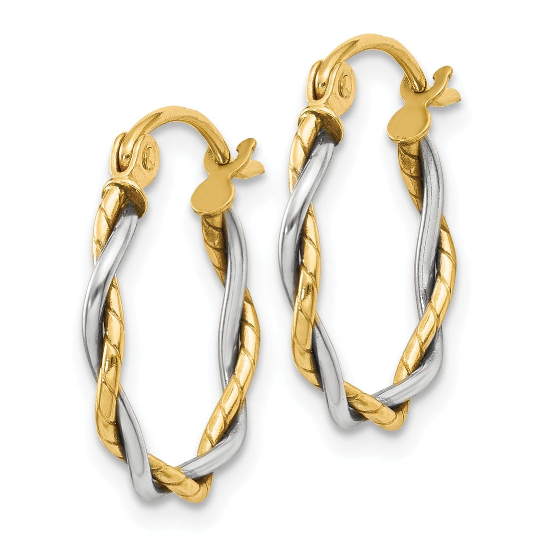 14k Two-tone Gold Polished 2M Twisted Hoop Earring