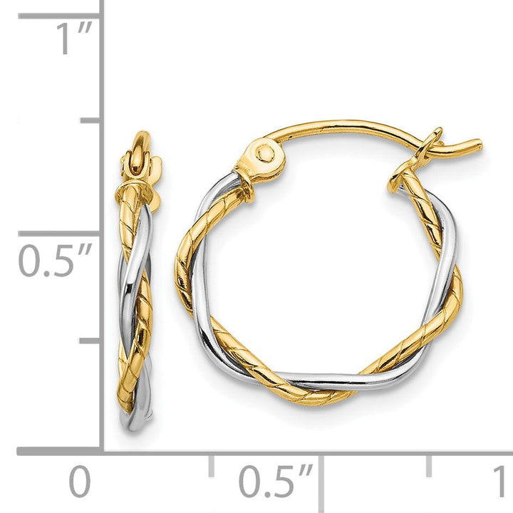 14k Two-tone Gold Polished 2M Twisted Hoop Earring