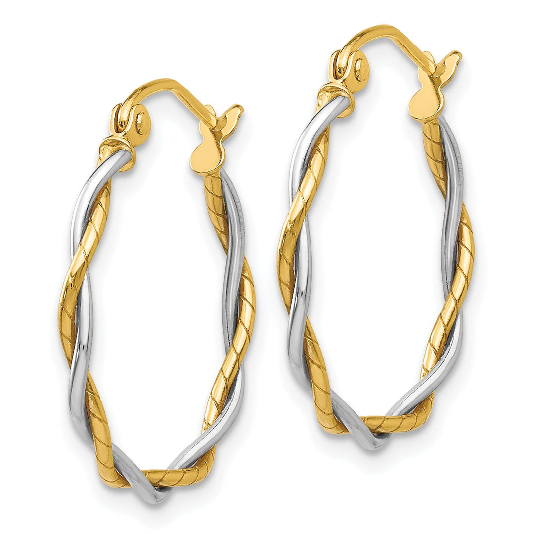 14k Two-tone Gold Polished 2M Twisted Hoop Earring