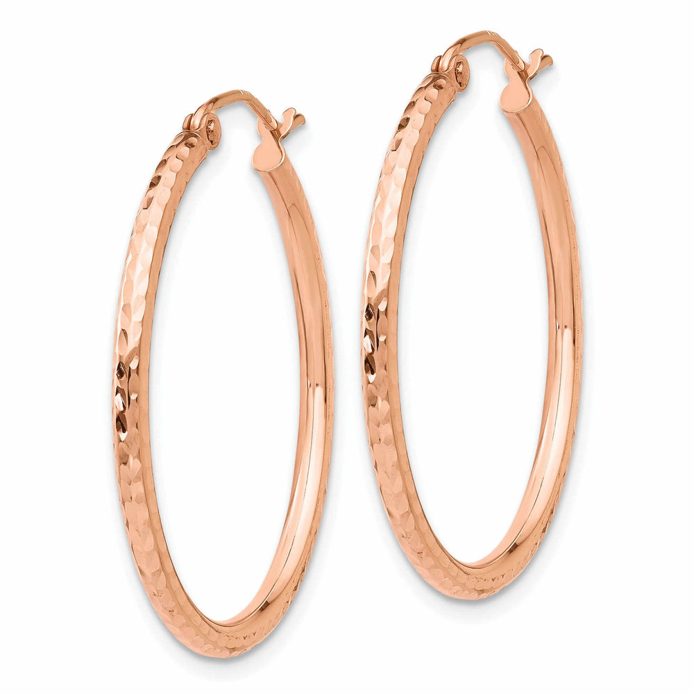 14k Rose Gold Gold D.C Polished Hoop Earrings