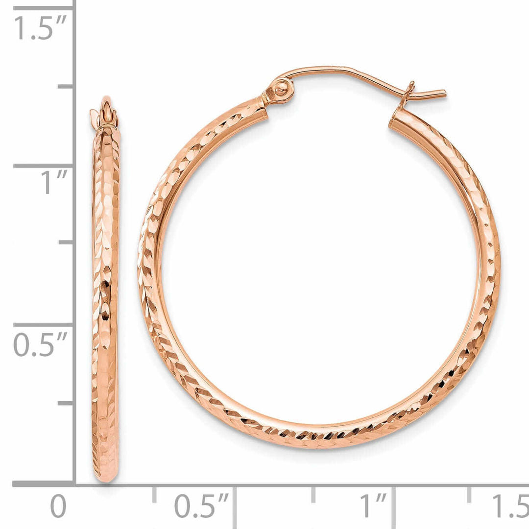 14k Rose Gold Gold D.C Polished Hoop Earrings