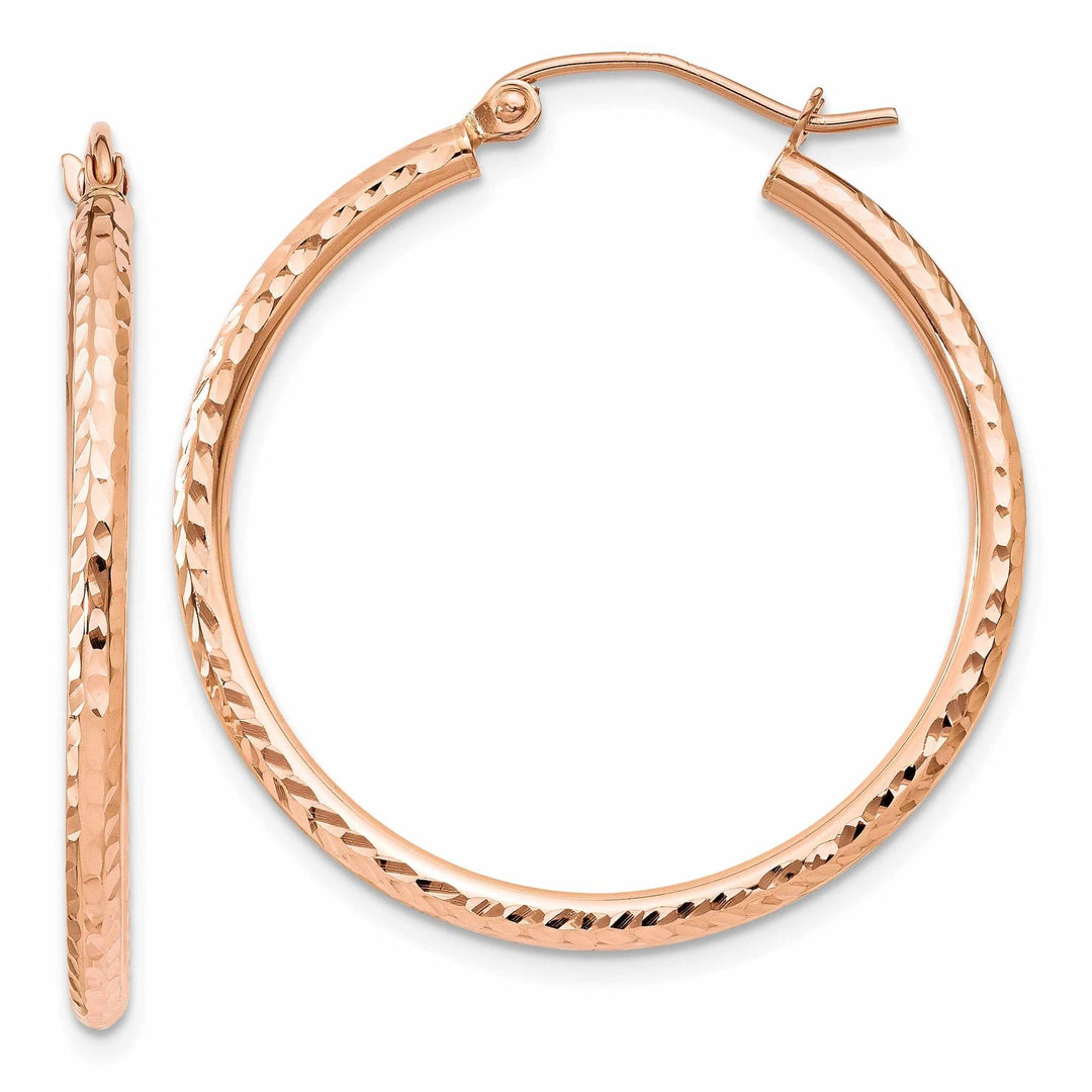 14k Rose Gold Gold D.C Polished Hoop Earrings