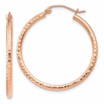 14k Rose Gold Gold D.C Polished Hoop Earrings at $ 143.99 only from Jewelryshopping.com