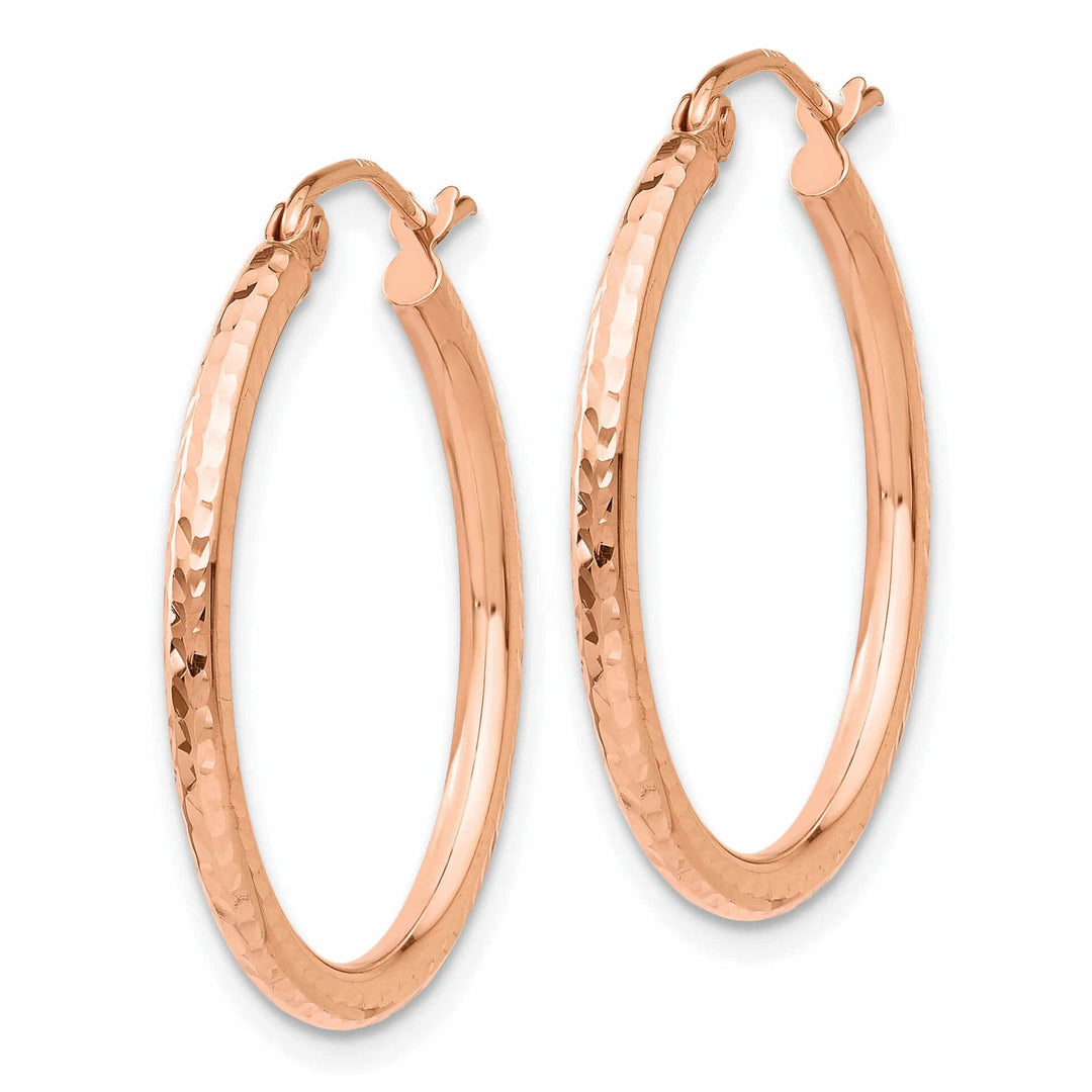 14k Rose Gold Gold D.C Polished Hoop Earrings