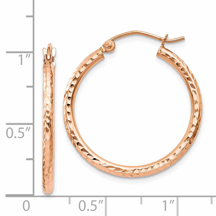 14k Rose Gold Gold D.C Polished Hoop Earrings