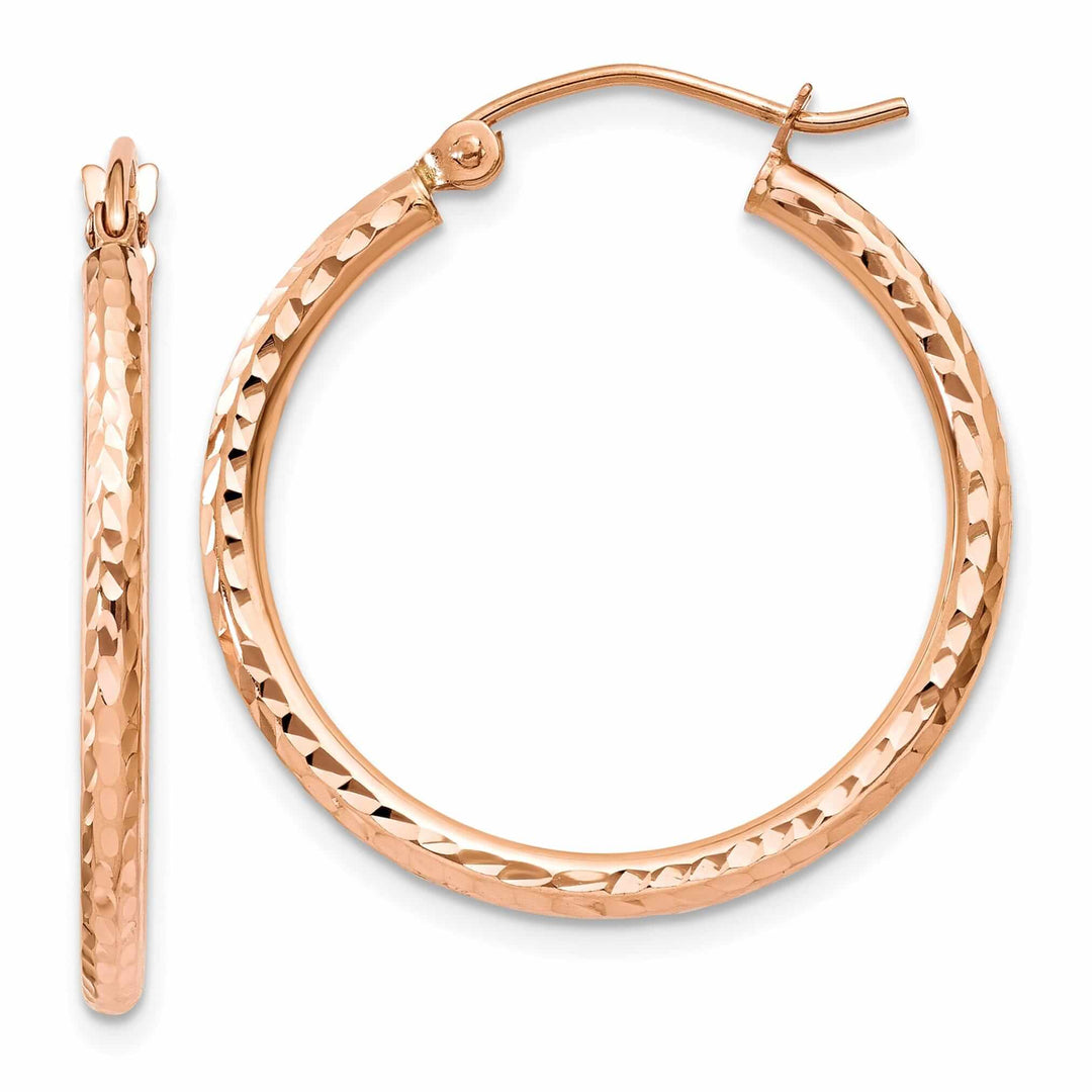 14k Rose Gold Gold D.C Polished Hoop Earrings