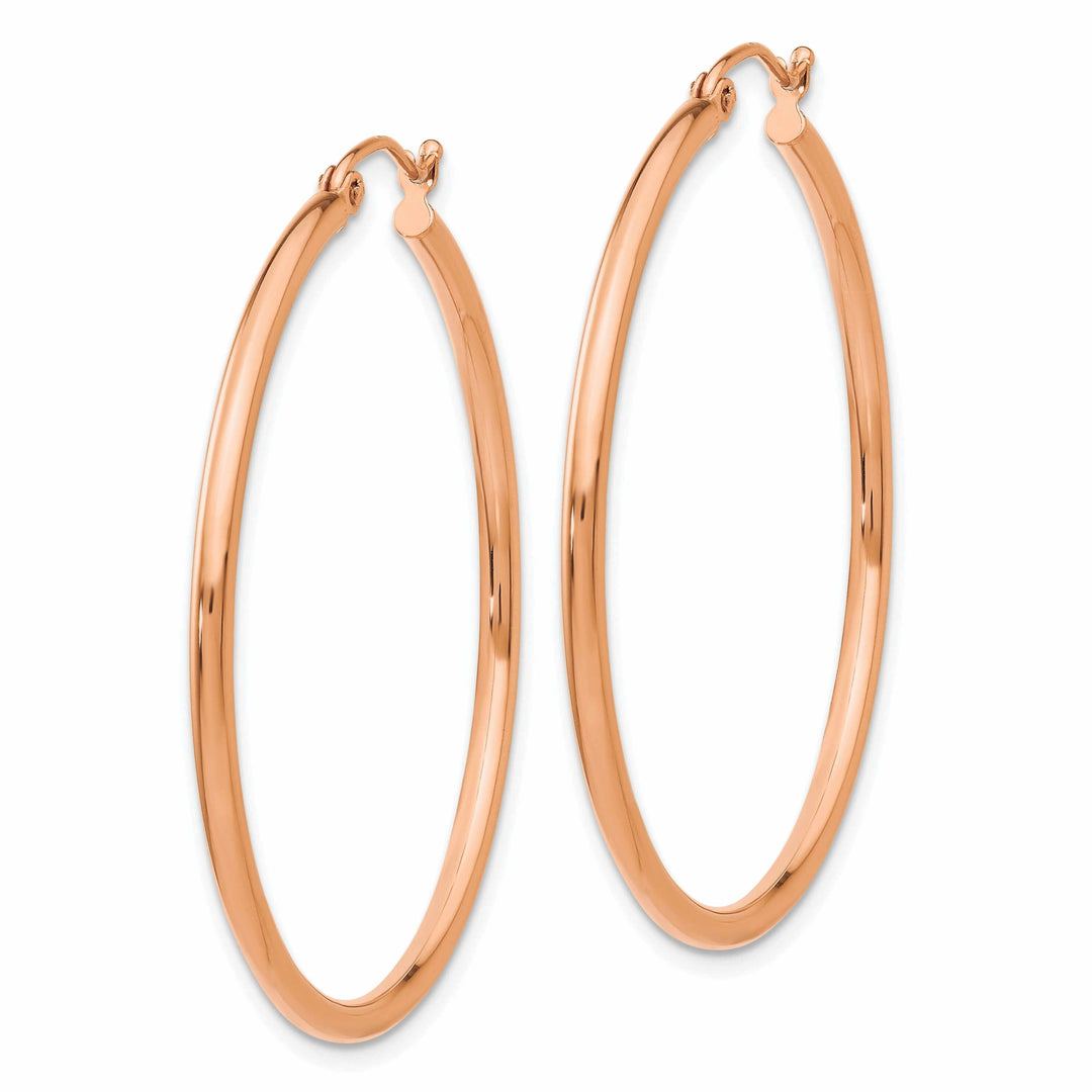 14k Rose Gold 2MM Polished Hoop Earrings