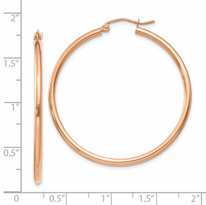 14k Rose Gold 2MM Polished Hoop Earrings