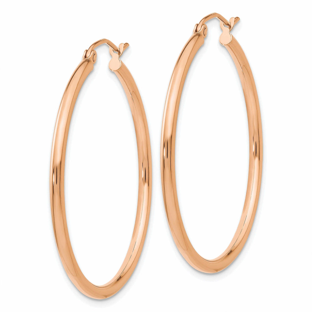 14k Rose Gold 2MM Polished Hoop Earrings