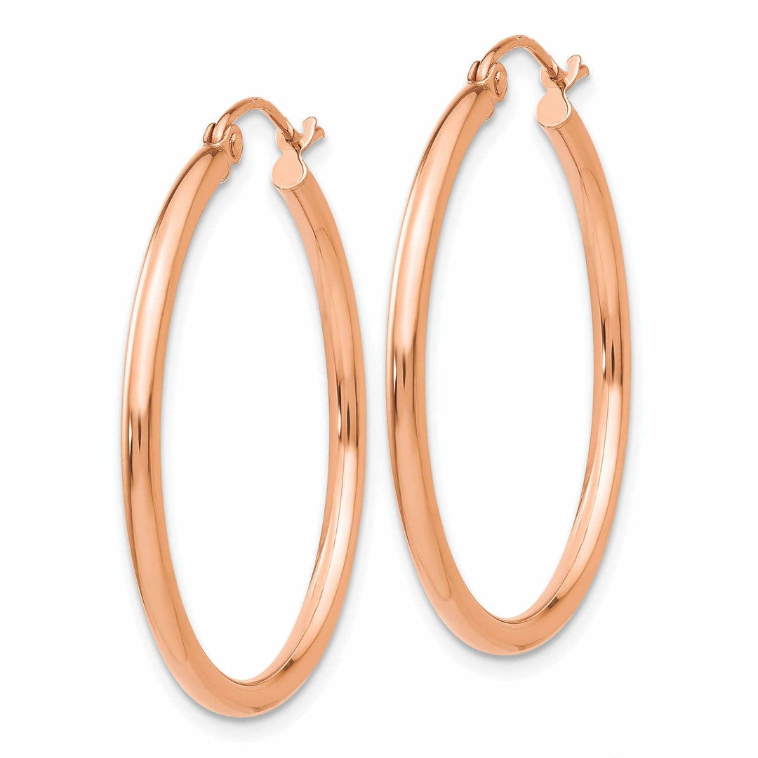 14k Rose Gold 2MM Polished Hoop Earrings