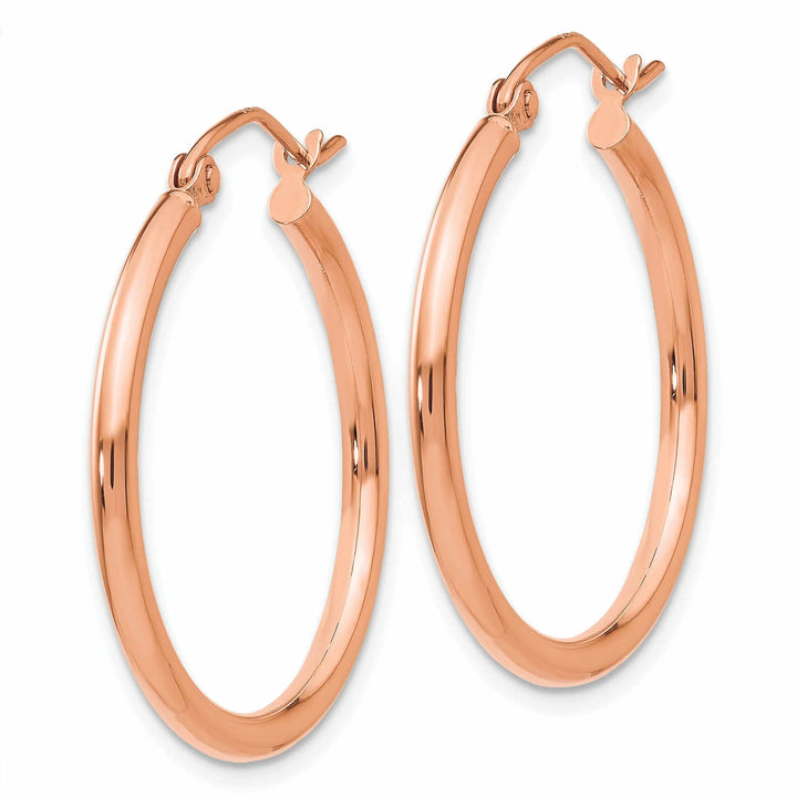 14k Rose Gold 2MM Polished Hoop Earrings