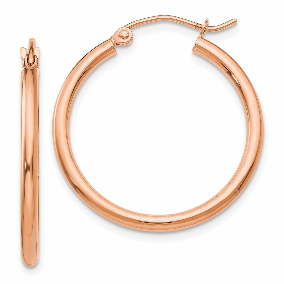 14k Rose Gold 2MM Polished Hoop Earrings