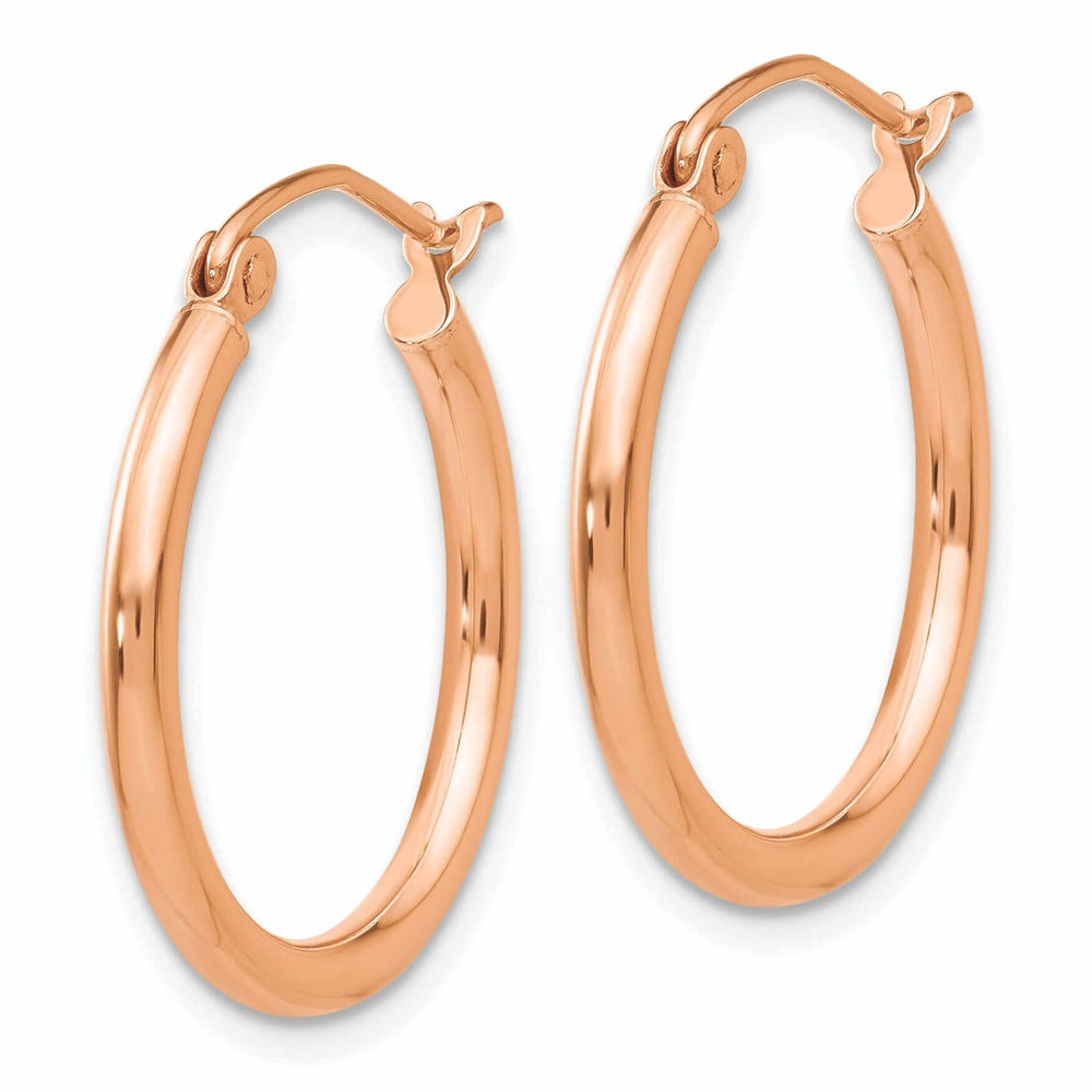 14k Rose Gold 2MM Polished Hoop Earrings