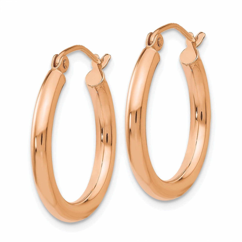 14k Rose Gold 2.5MM Polished Hoop Earrings