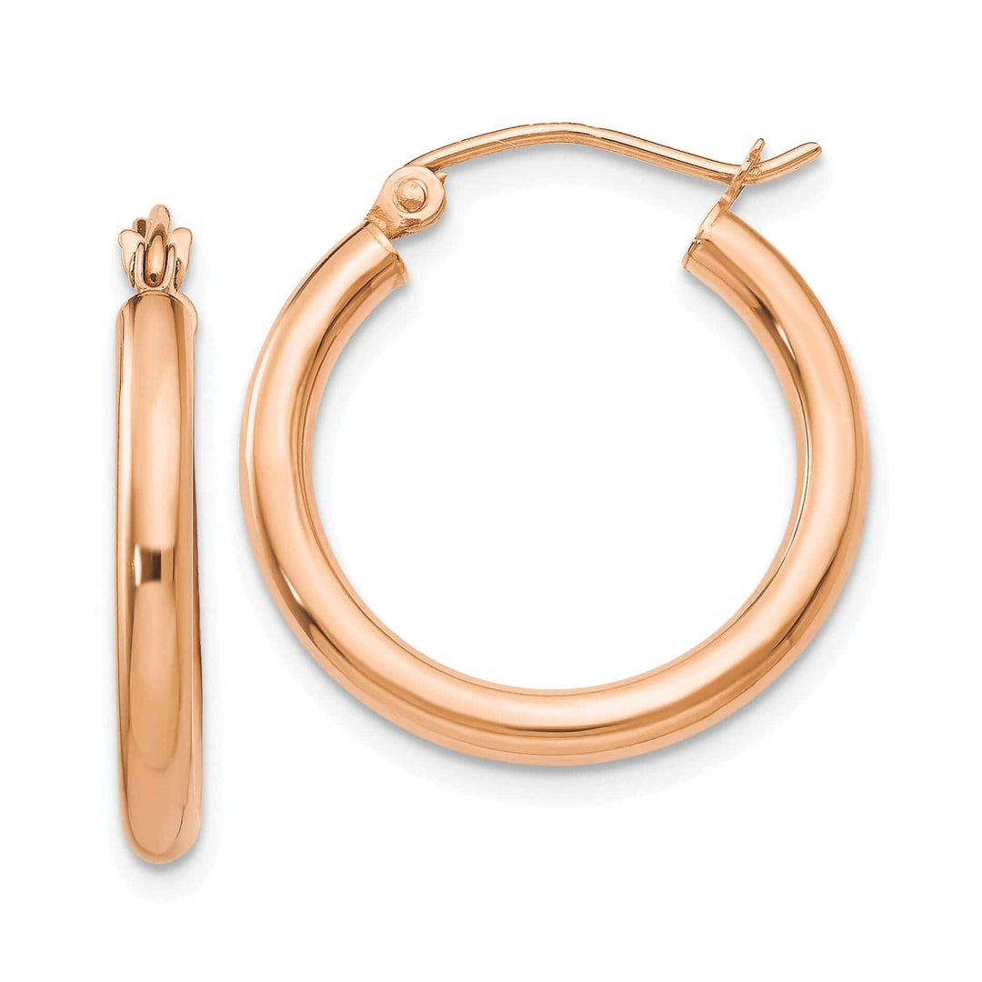 14k Rose Gold 2.5MM Polished Hoop Earrings