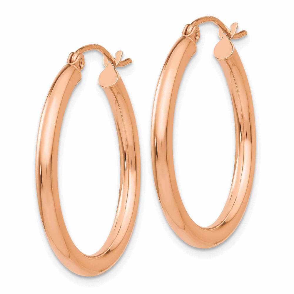 14k Rose Gold 2.5MM Polished Hoop Earrings