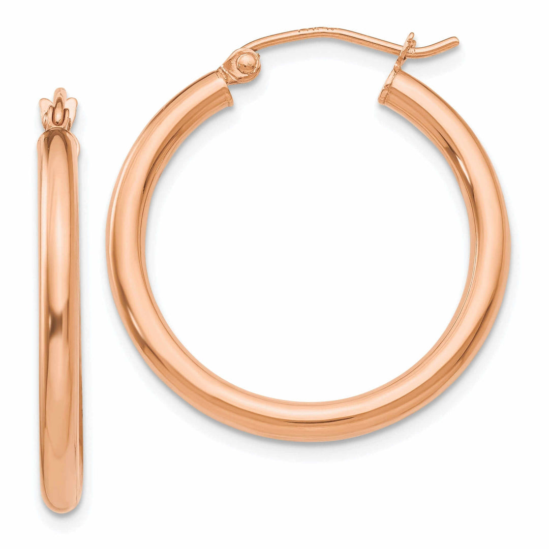 14k Rose Gold 2.5MM Polished Hoop Earrings