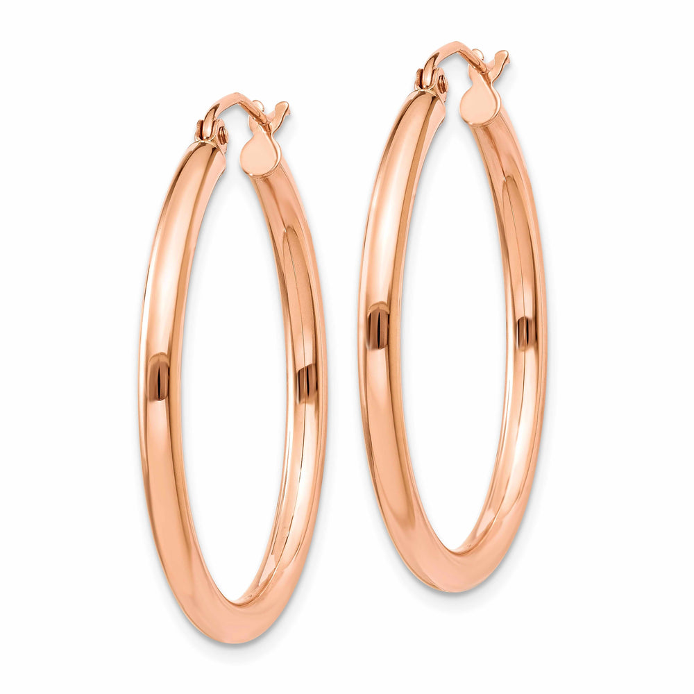 14k Rose Gold 2.5MM Polished Hoop Earrings