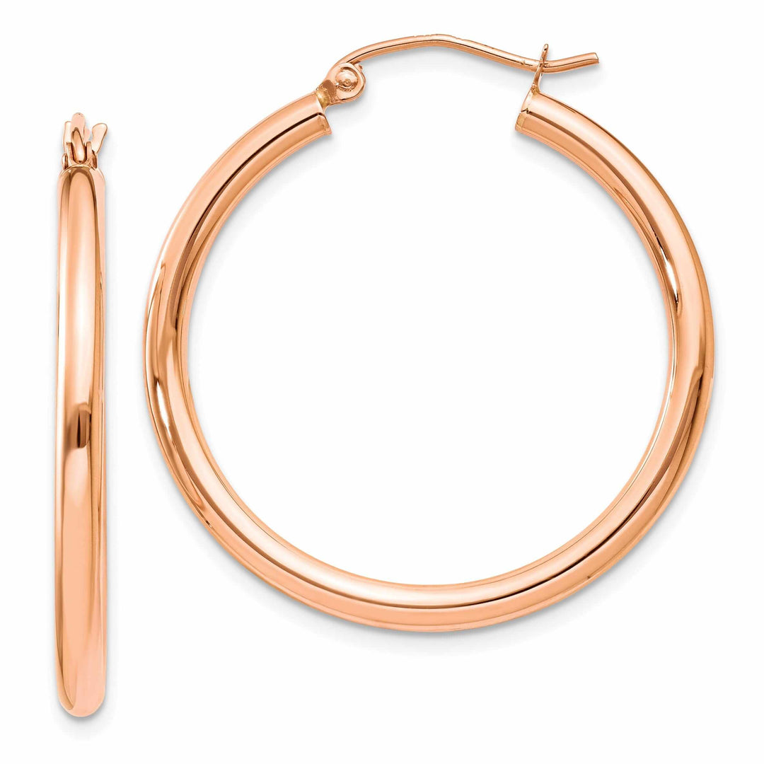 14k Rose Gold 2.5MM Polished Hoop Earrings