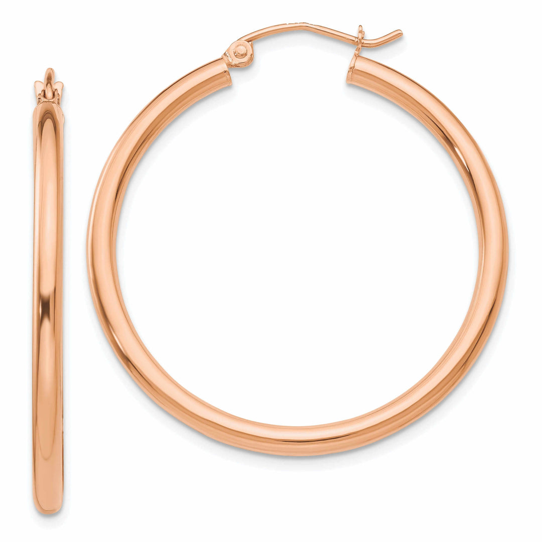 14k Rose Gold 2.5MM Polished Hoop Earrings