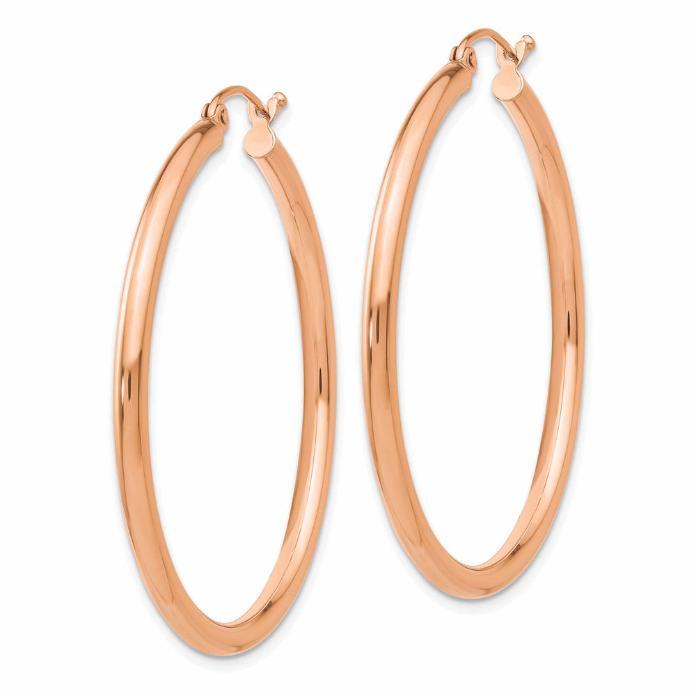 14k Rose Gold 2.5MM Polished Hoop Earrings