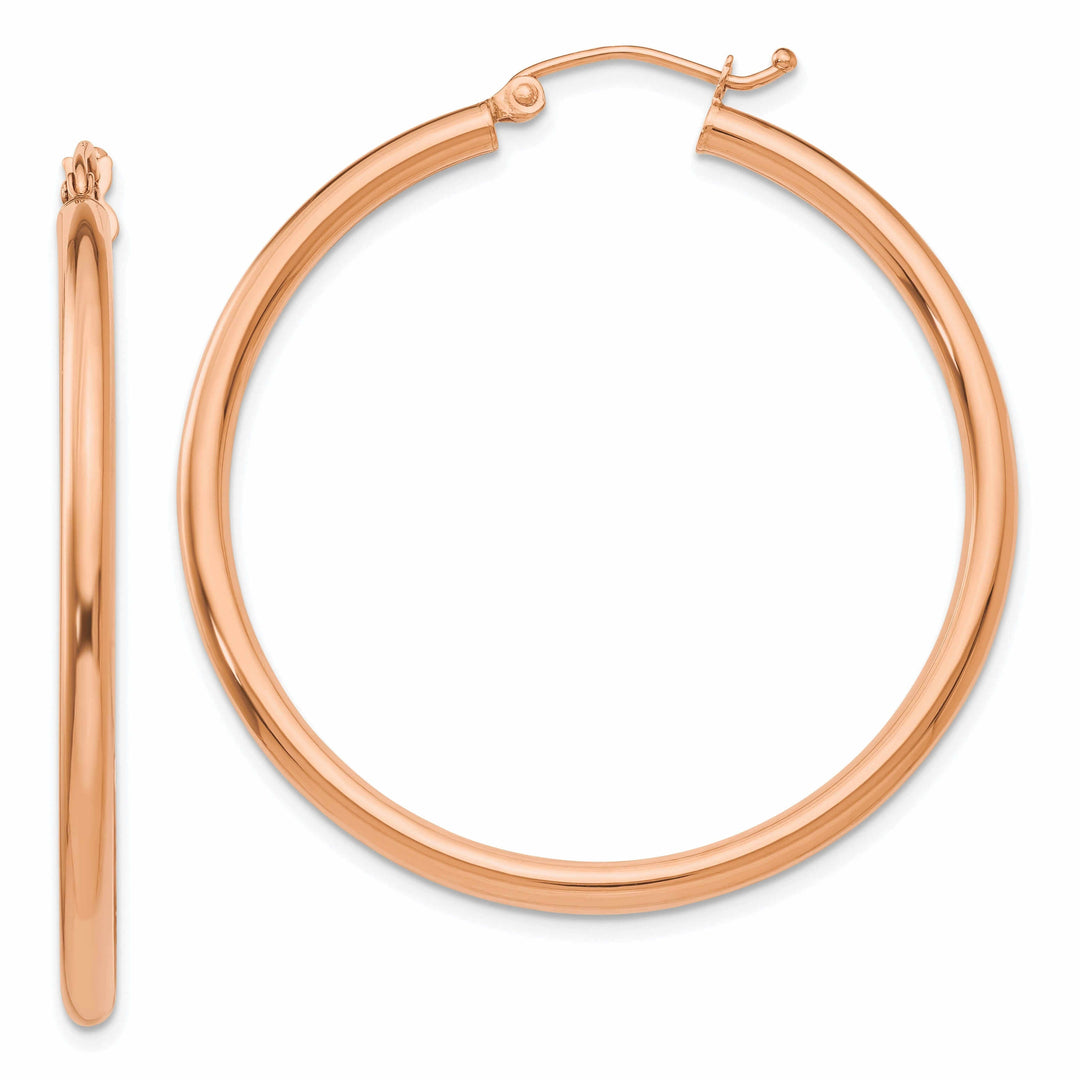 14k Rose Gold 2.5MM Polished Hoop Earrings