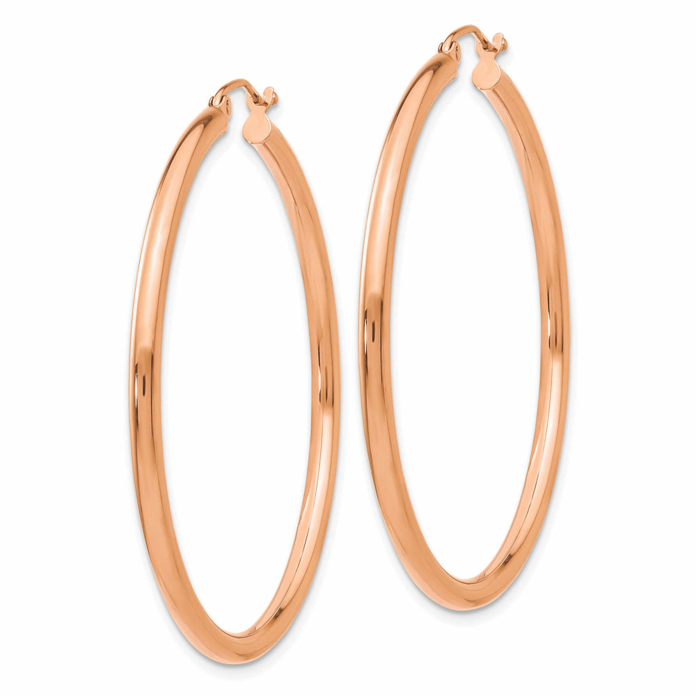 14k Rose Gold 2.5MM Polished Hoop Earrings