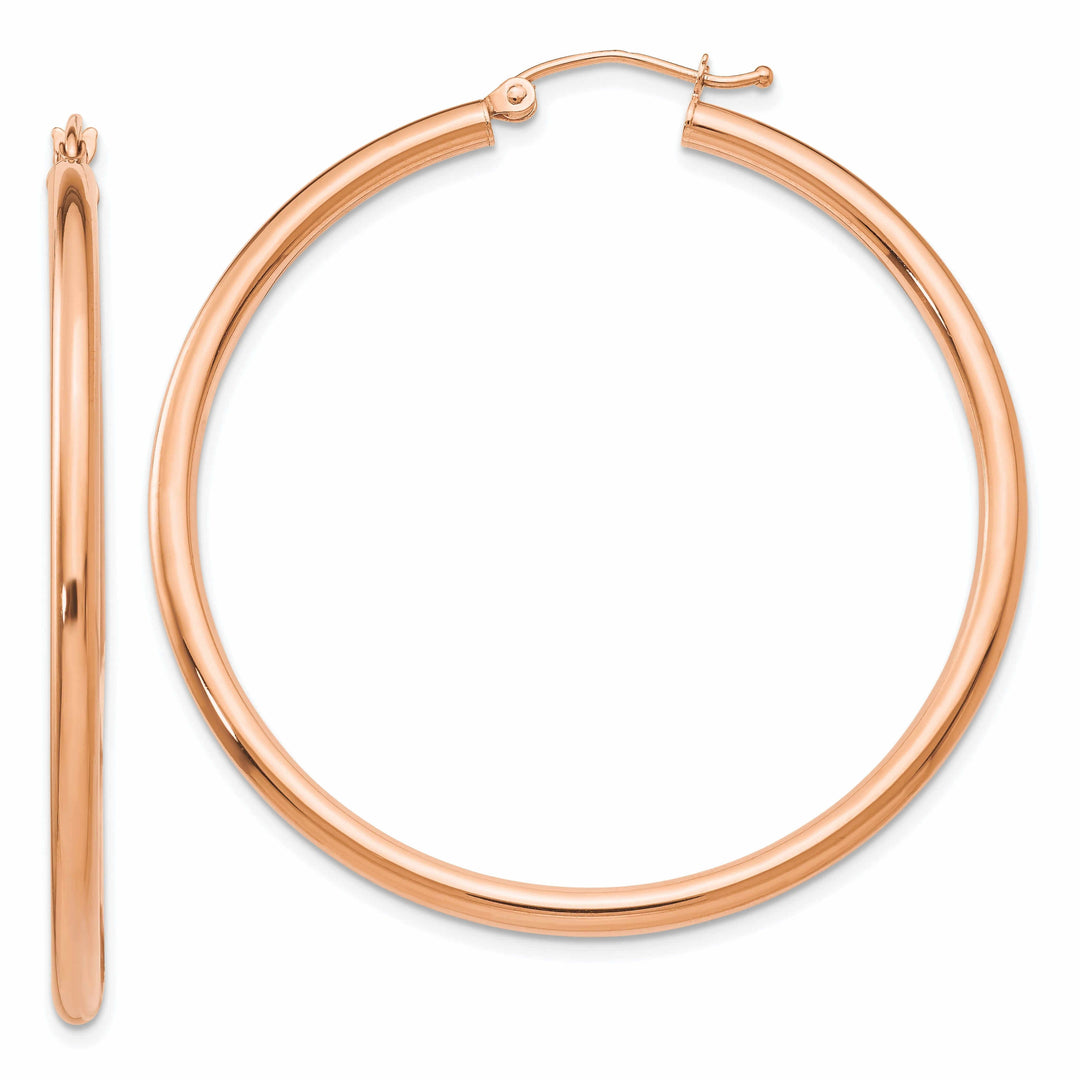 14k Rose Gold 2.5MM Polished Hoop Earrings