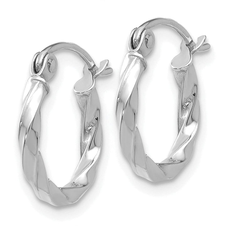 14k White Gold Twist Polished Hoop Earring