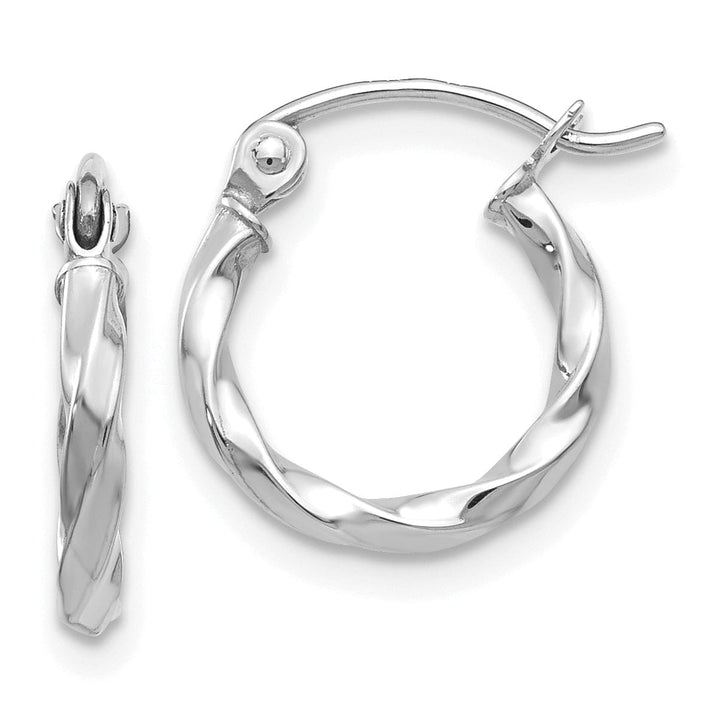 14k White Gold Twist Polished Hoop Earring