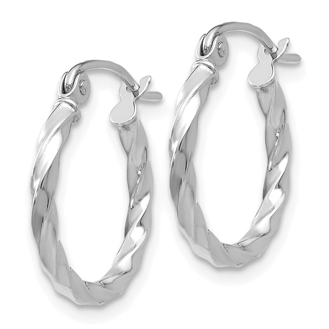 14k White Gold Twist Polished Hoop Earring