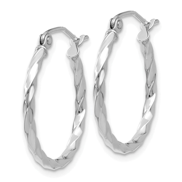 14k White Gold Twist Polished Hoop Earring